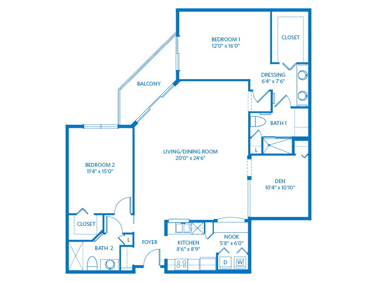 Royal - 1549 square feet - 2 Bed, 2 Bath + Den