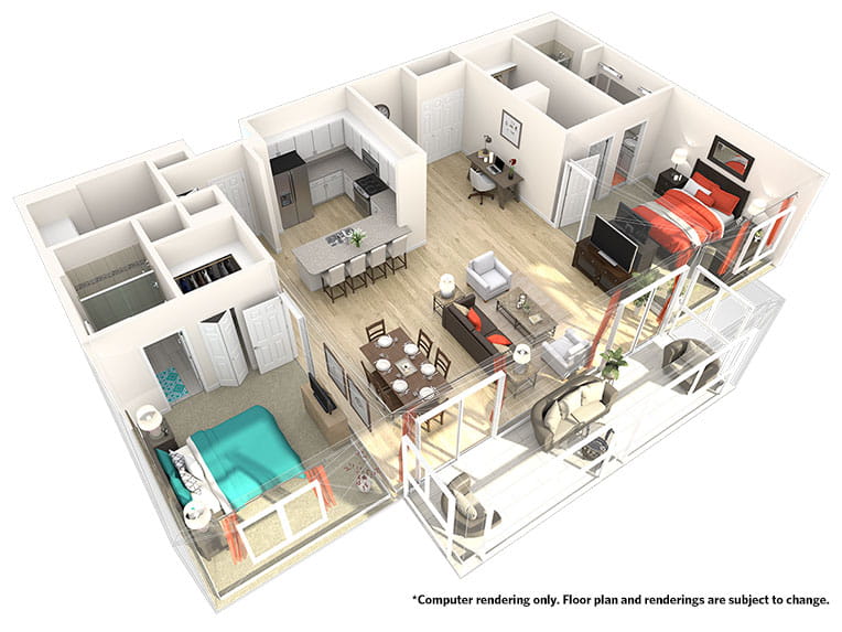 Cedarbrook - 1531 square feet - 2 Bed, 2 Bath + Den