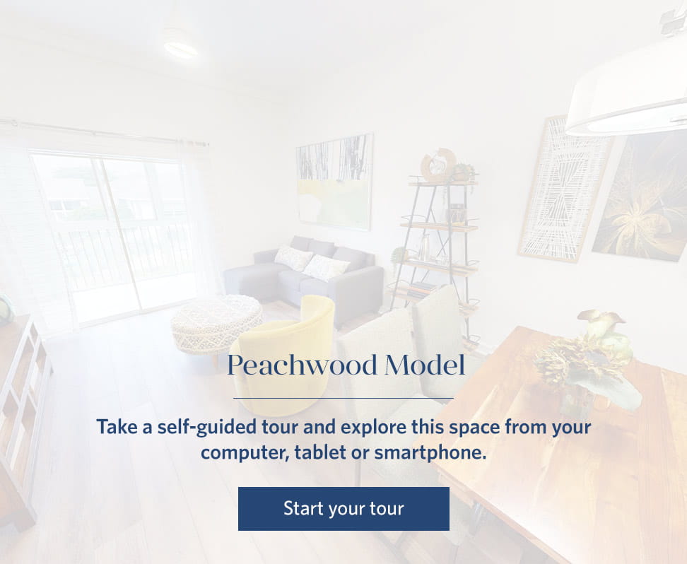 Peachwood model apartment dining and living room. 