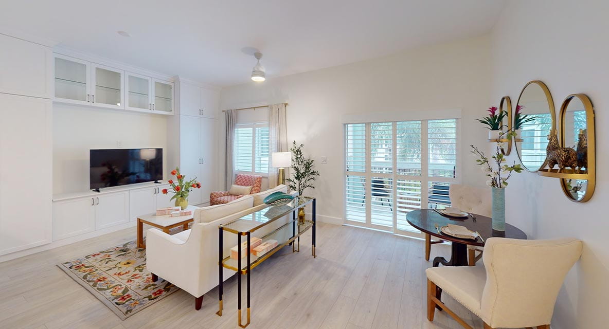 Windwood model apartment living room. 