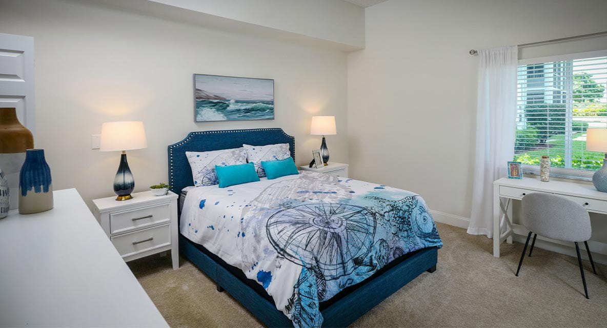 Vi at Lakeside Village home bedroom. 