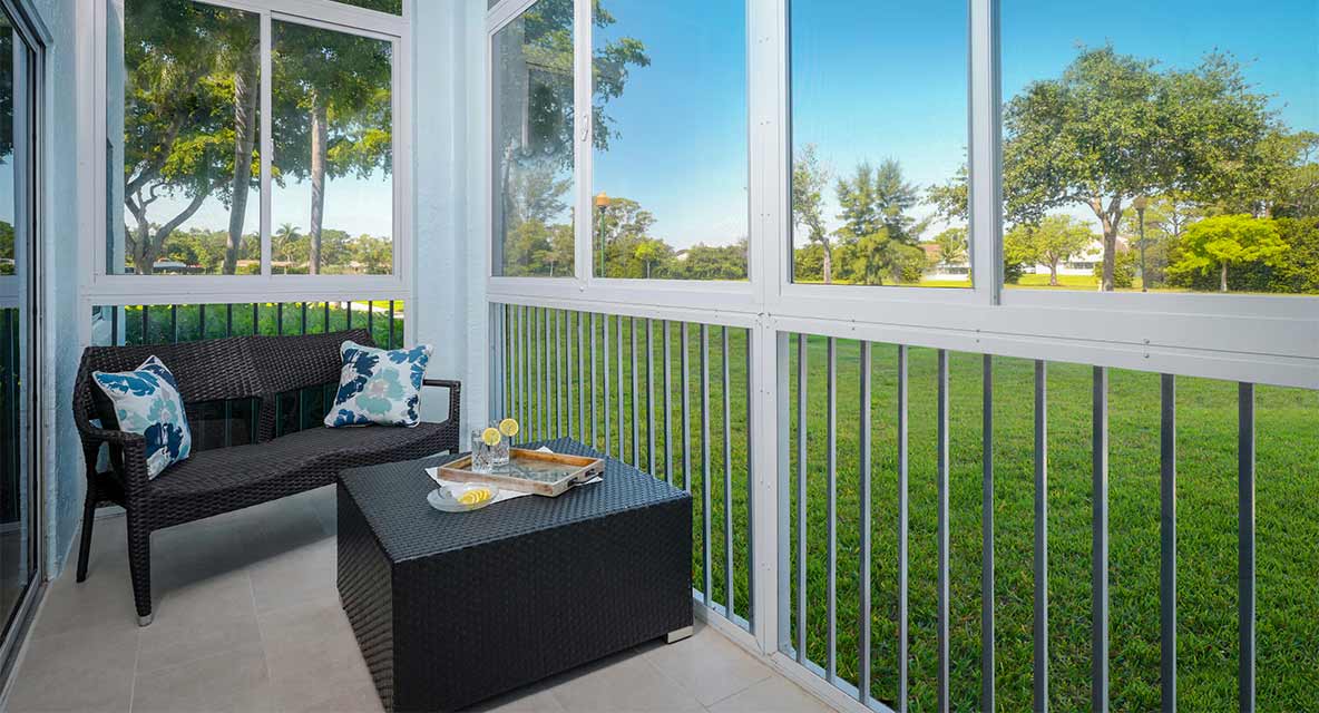 Vi at Lakeside Village home patio. 