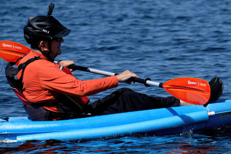 A resident kayaks on Lake Osborne.