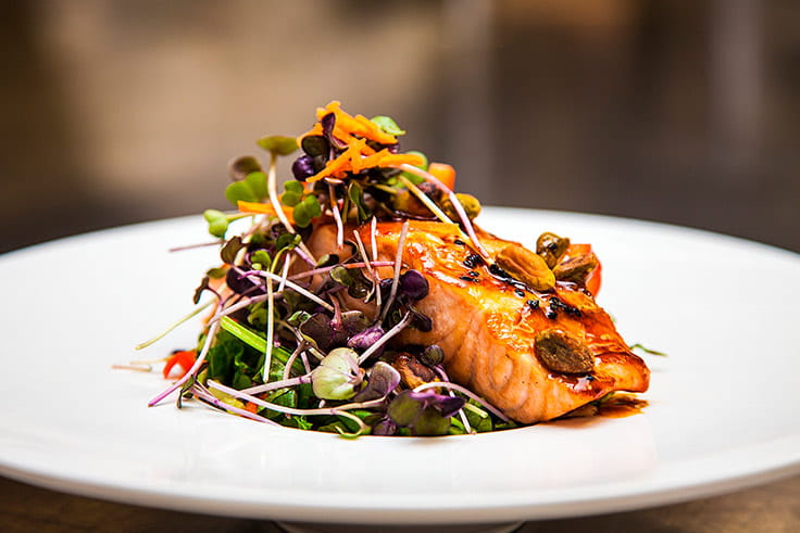Salmon dinner plate.