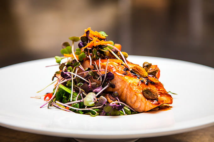 Salmon dinner plate.