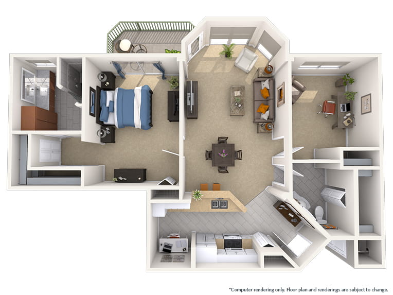 Picasso - 1143 square feet - 1 Bed, 1.5 Bath + Den