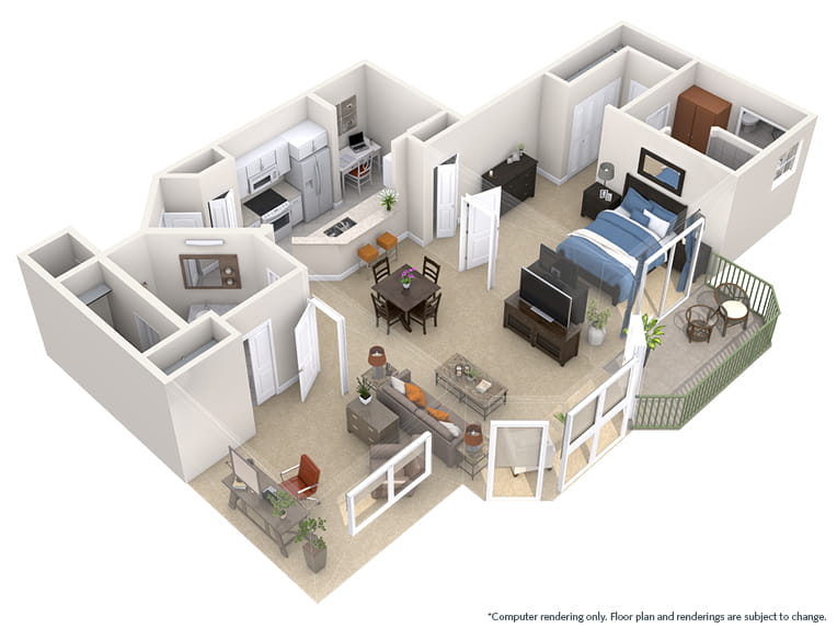 Picasso - 1143 square feet - 1 Bed, 1.5 Bath + Den