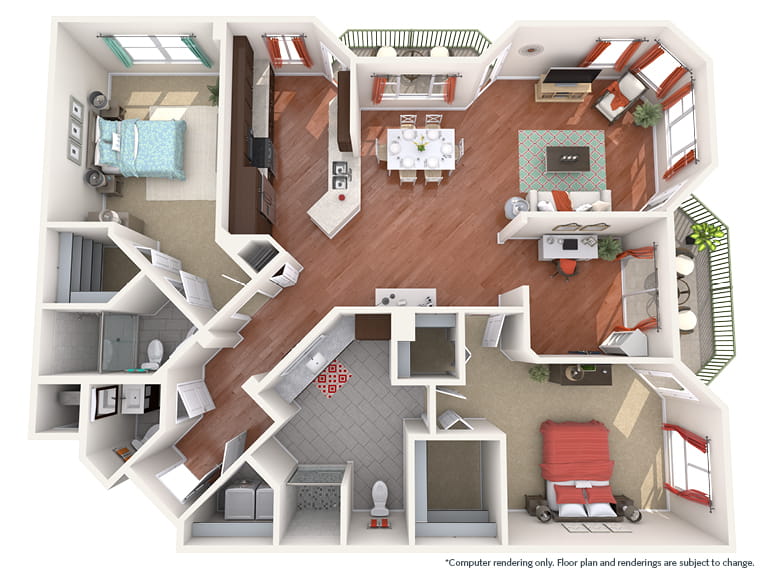 Rembrandt - 1728 square feet - 2 Bed, 2.5 Bath + Den