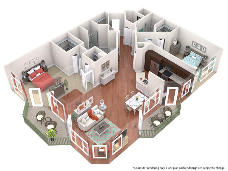 Rembrandt - 1728 square feet - 2 Bed, 2.5 Bath + Den