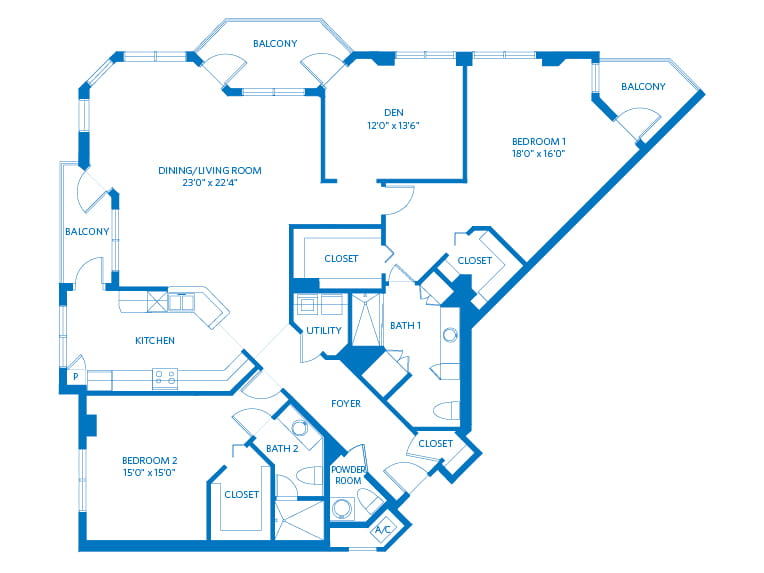 Michelangelo - 2078 square feet - 2 Bed, 2.5 Bath + Den
