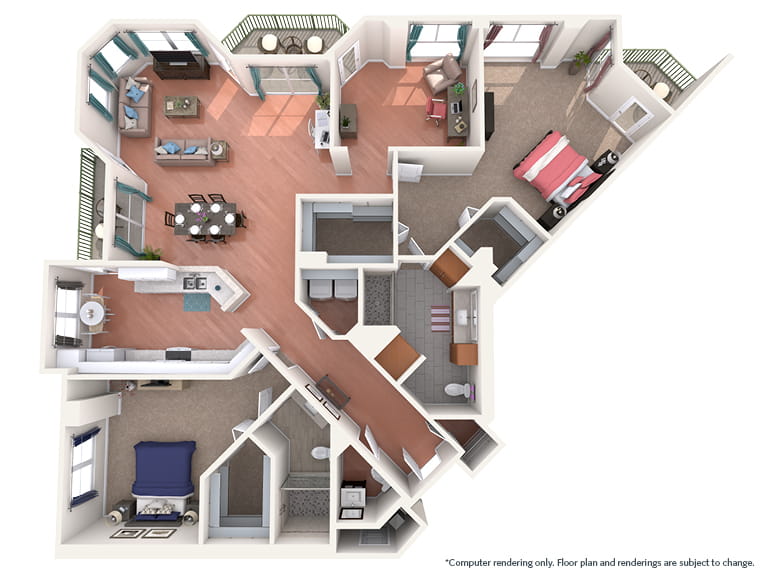 Michelangelo - 2078 square feet - 2 Bed, 2.5 Bath + Den