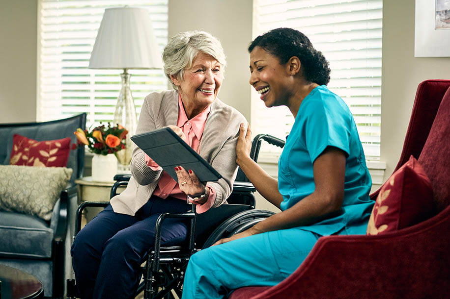 Resident with a caregiver
