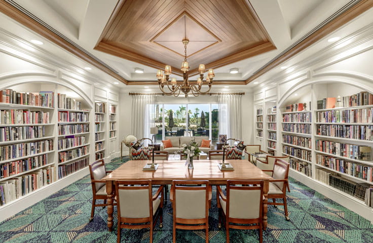 The library at Vi at Aventura.