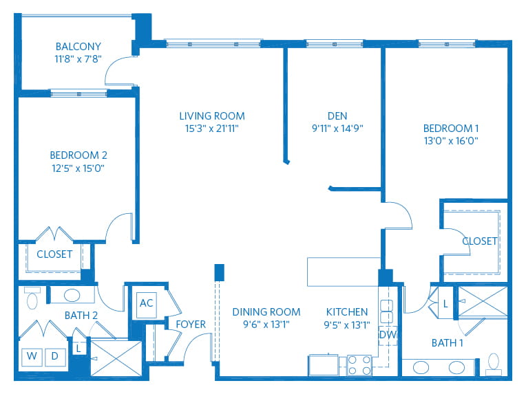 Bayberry - 1813 square feet - 2 Bed, 2 Bath + Den