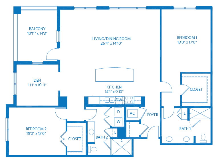 Allamanda - 1854 square feet - 2 Bed, 2 Bath + Den