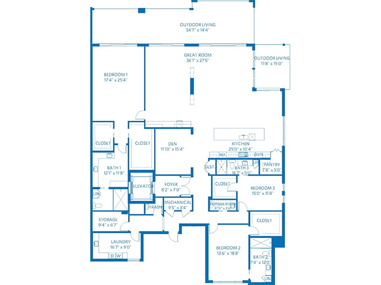 2D rendering of the Silver Palm floor plan.