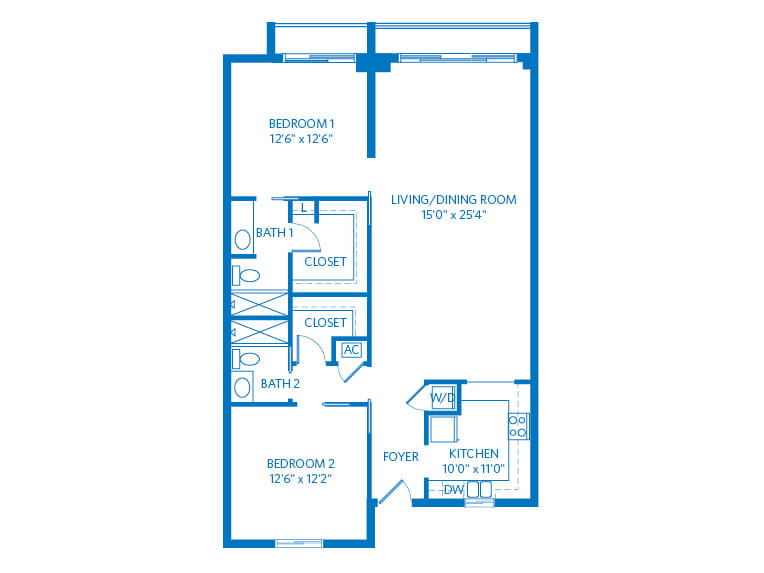Hibiscus - 1226 square feet - 2 Bed, 2 Bath.