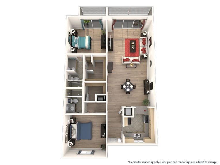 Hibiscus - 1226 square feet - 2 Bed, 2 Bath