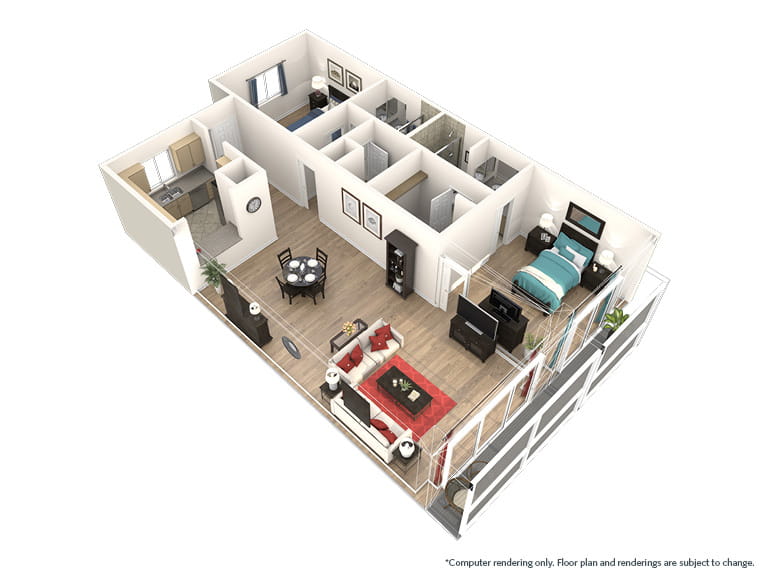 Hibiscus - 1226 square feet - 2 Bed, 2 Bath