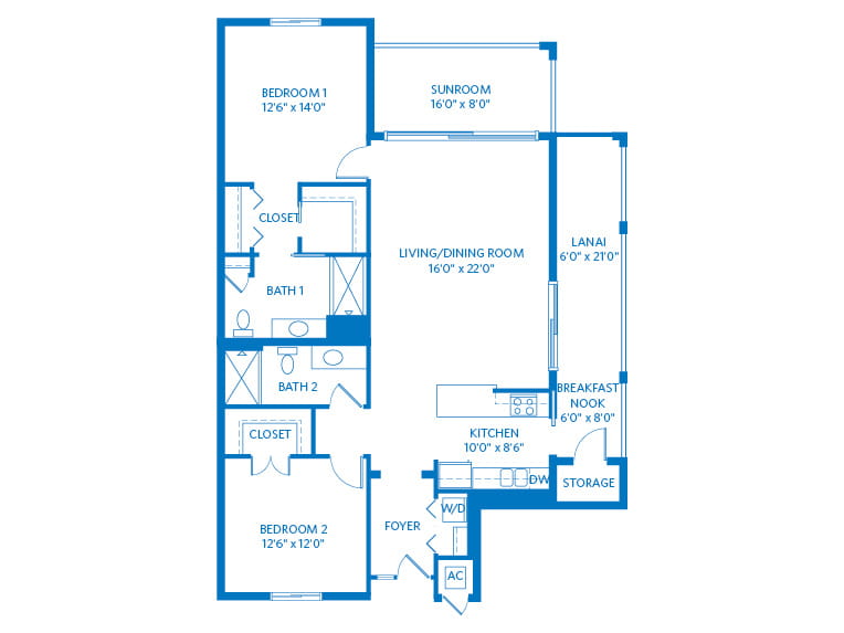 Magnolia End - 1235 square feet - 2 Bed, 2 Bath.