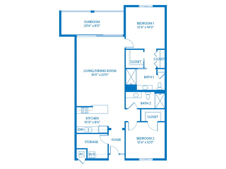 Magnolia - 1280 square feet - 2 Bed, 2 Bath.