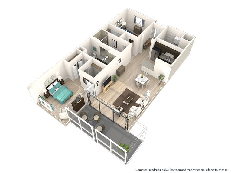 Magnolia - 1280 square feet - 2 Bed, 2 Bath. 