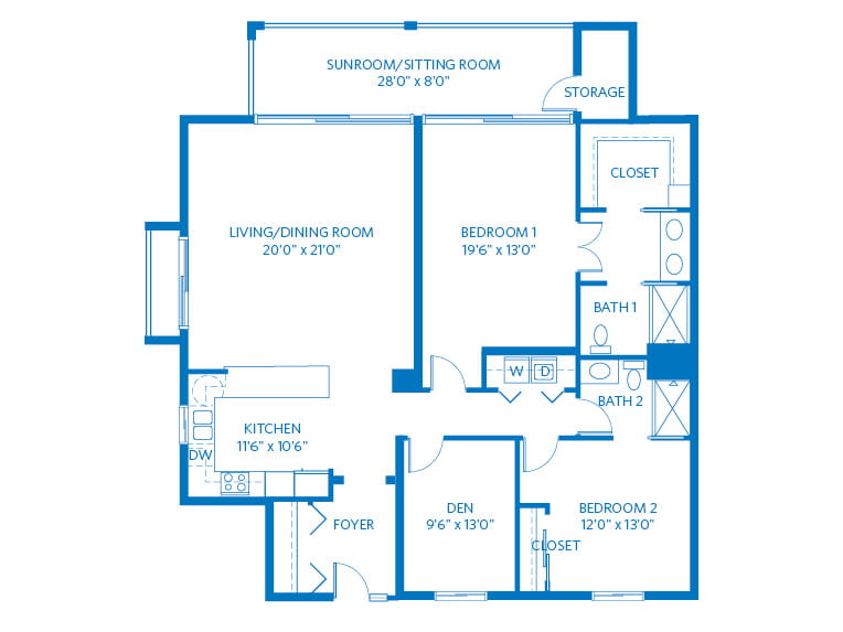 Cypress - 1690 square feet - 2 Bed, 2 Bath + Den.