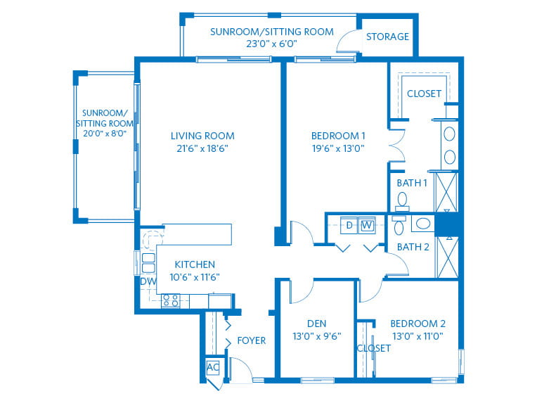 Banyan - 1705 square feet - 2 Bed, 2 Bath + Den.