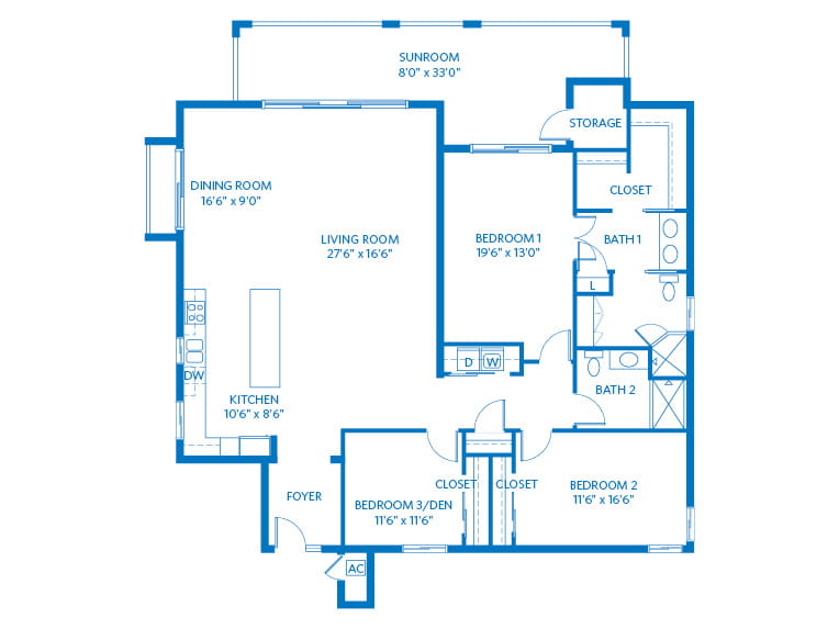 Royal Poinciana - 2140 square feet - 3 Bed, 2 Bath.