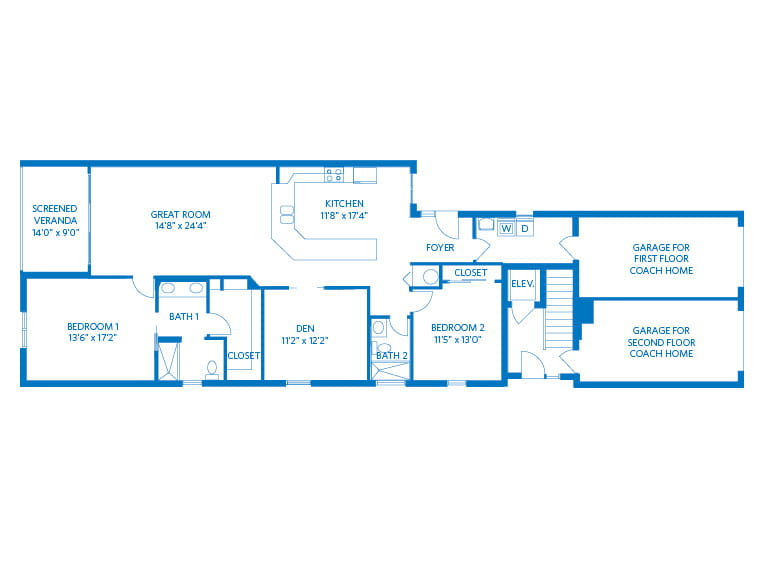 Gardenia – 2 Bed, 2 Bath + Den Coach Home.