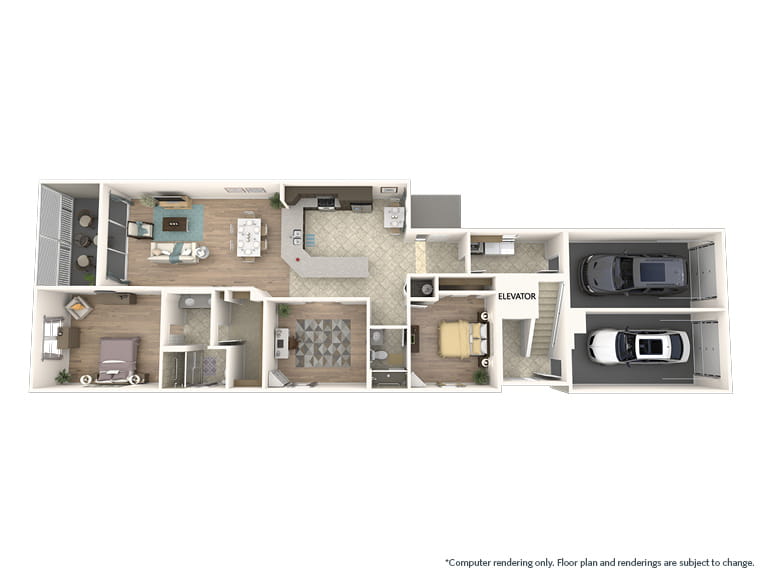 Gardenia – 2 Bed, 2 Bath + Den Coach Home. 