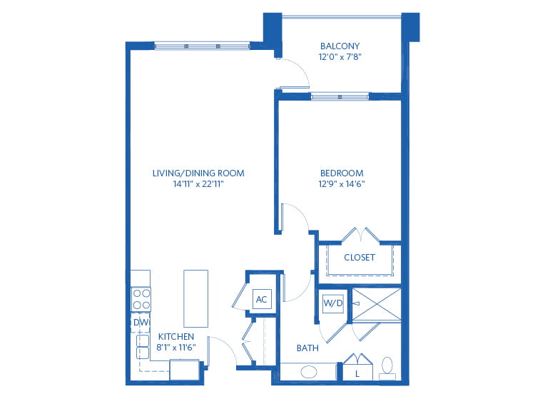 Orchid - 942 square feet - 1 Bed, 1 Bath