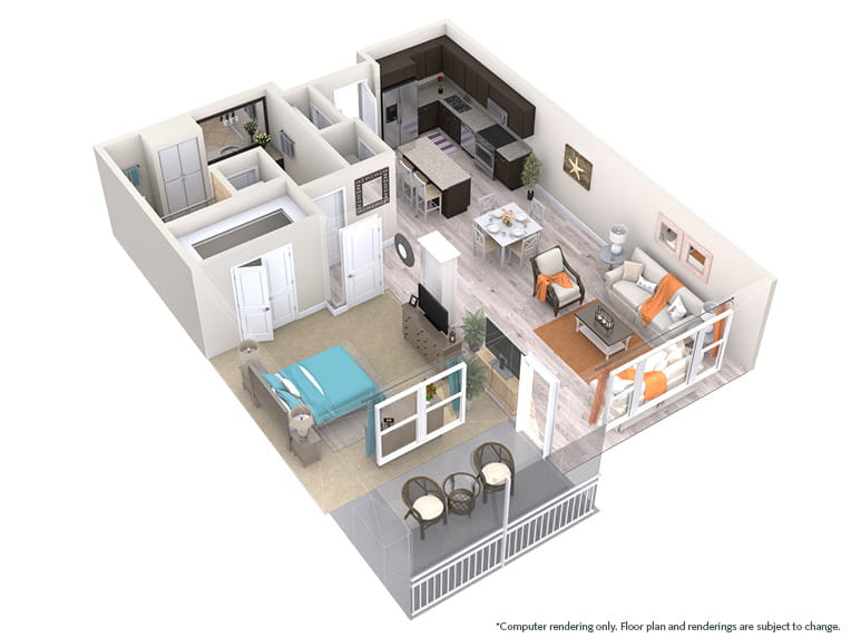 Orchid - 942 square feet - 1 Bed, 1 Bath