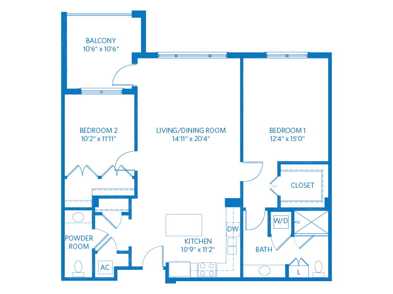 Aster - 1215 square feet - 2 Bed, 1.5 Bath