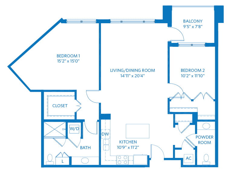 Aster - 1215 square feet - 2 Bed, 1.5 Bath