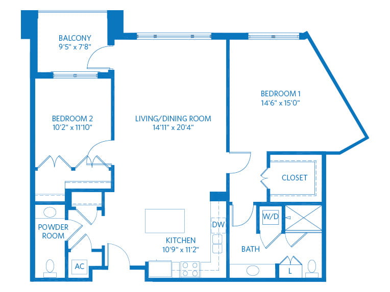 Aster - 1215 square feet - 2 Bed, 1.5 Bath