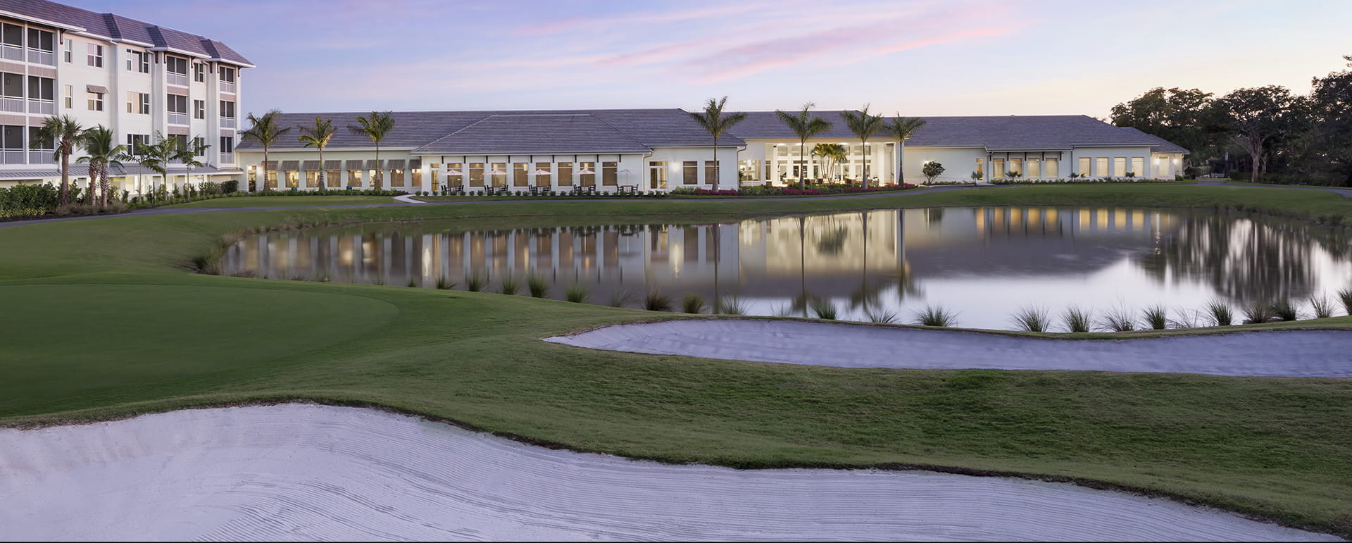 Vi at Bentley Village's golf course at sunset