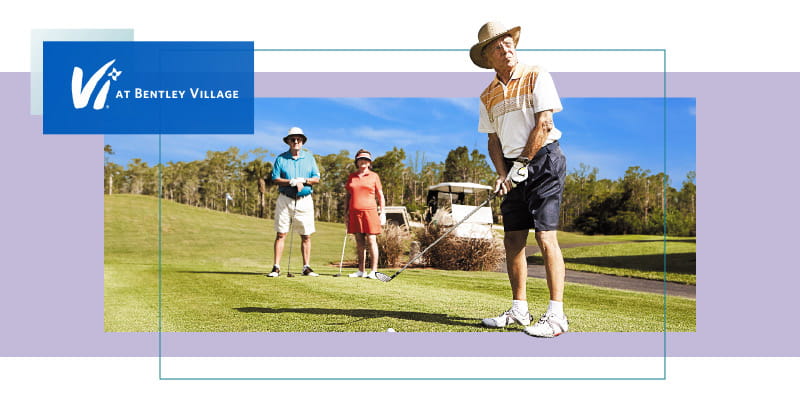 Vi at Bentley Village - Golf Clinic event header. 