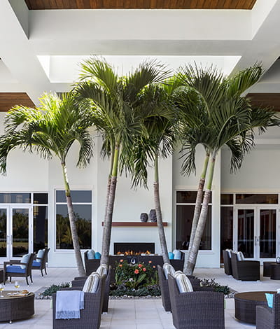Outdoor seating at Vi at Bentley Village's East Clubhouse