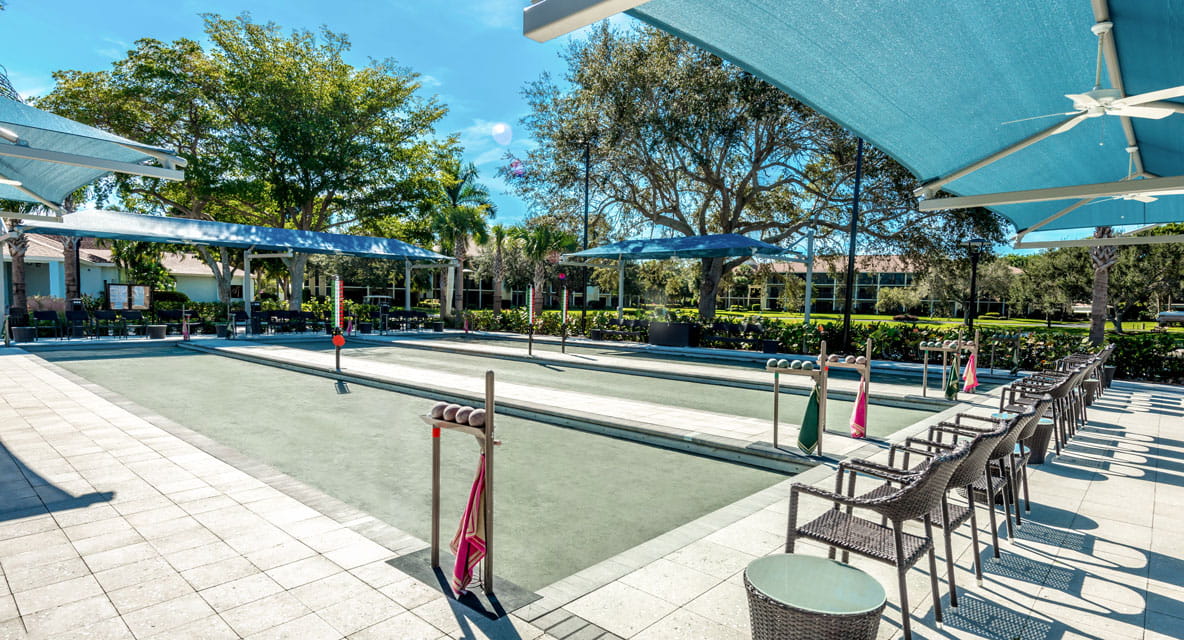 The bocce ball court at Vi at Bentley Village.