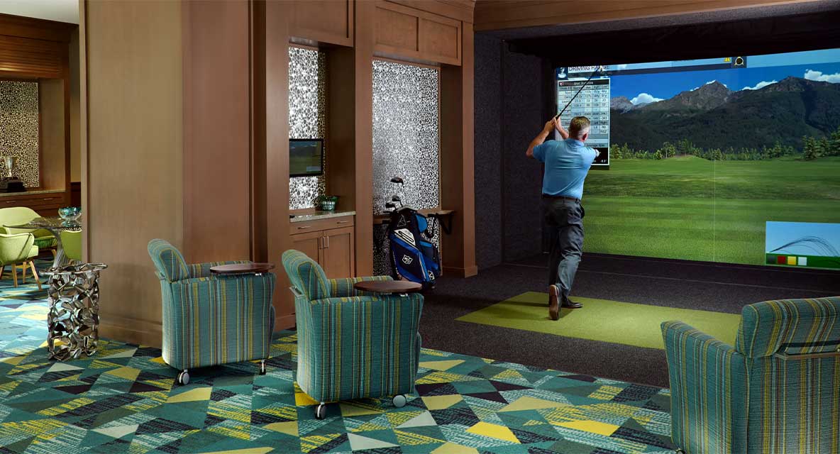 Golf simulator at Vi at Bentley Village. 