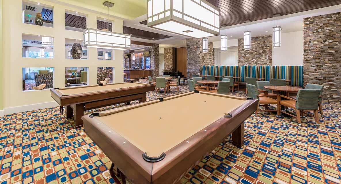 Game room pool tables. 