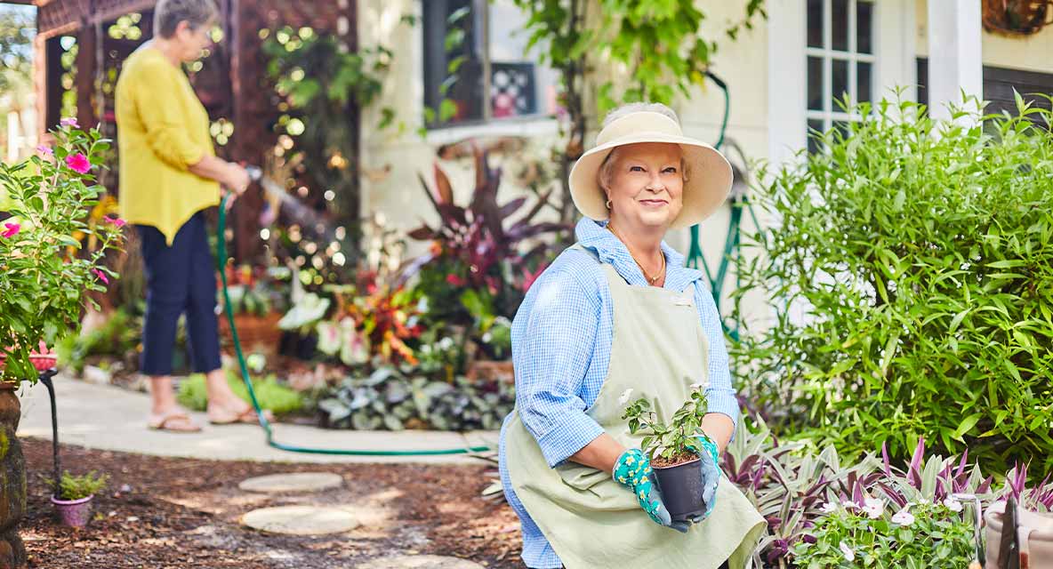 A women gardening.