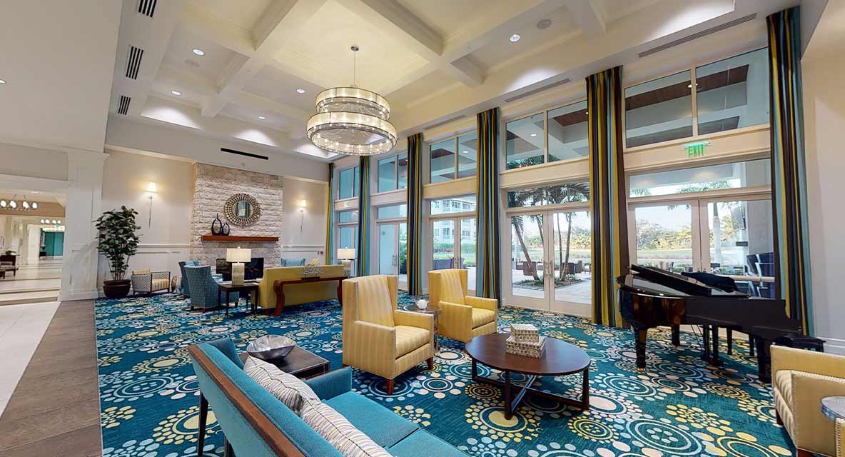 Vi at Bentley Village East Clubhouse Great Room. 