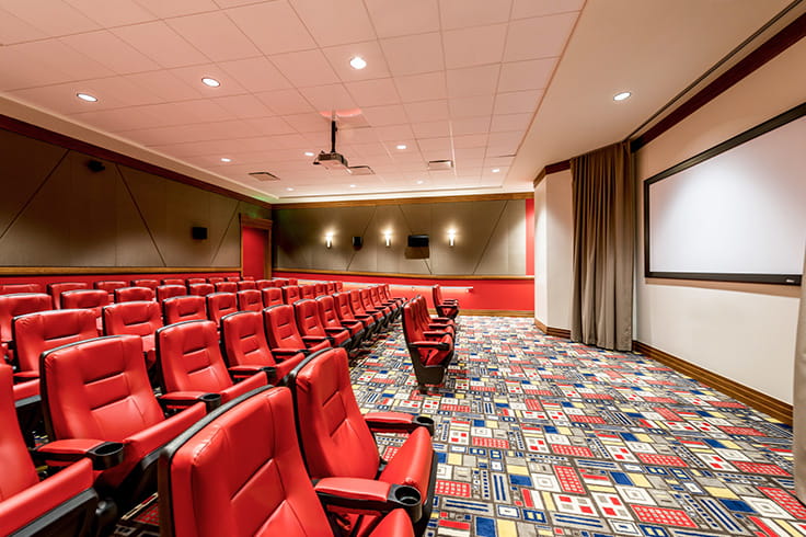 The movie theater at Vi at Bentley Village.