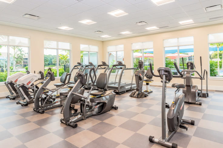 The workout facility at Vi at Bentley Village