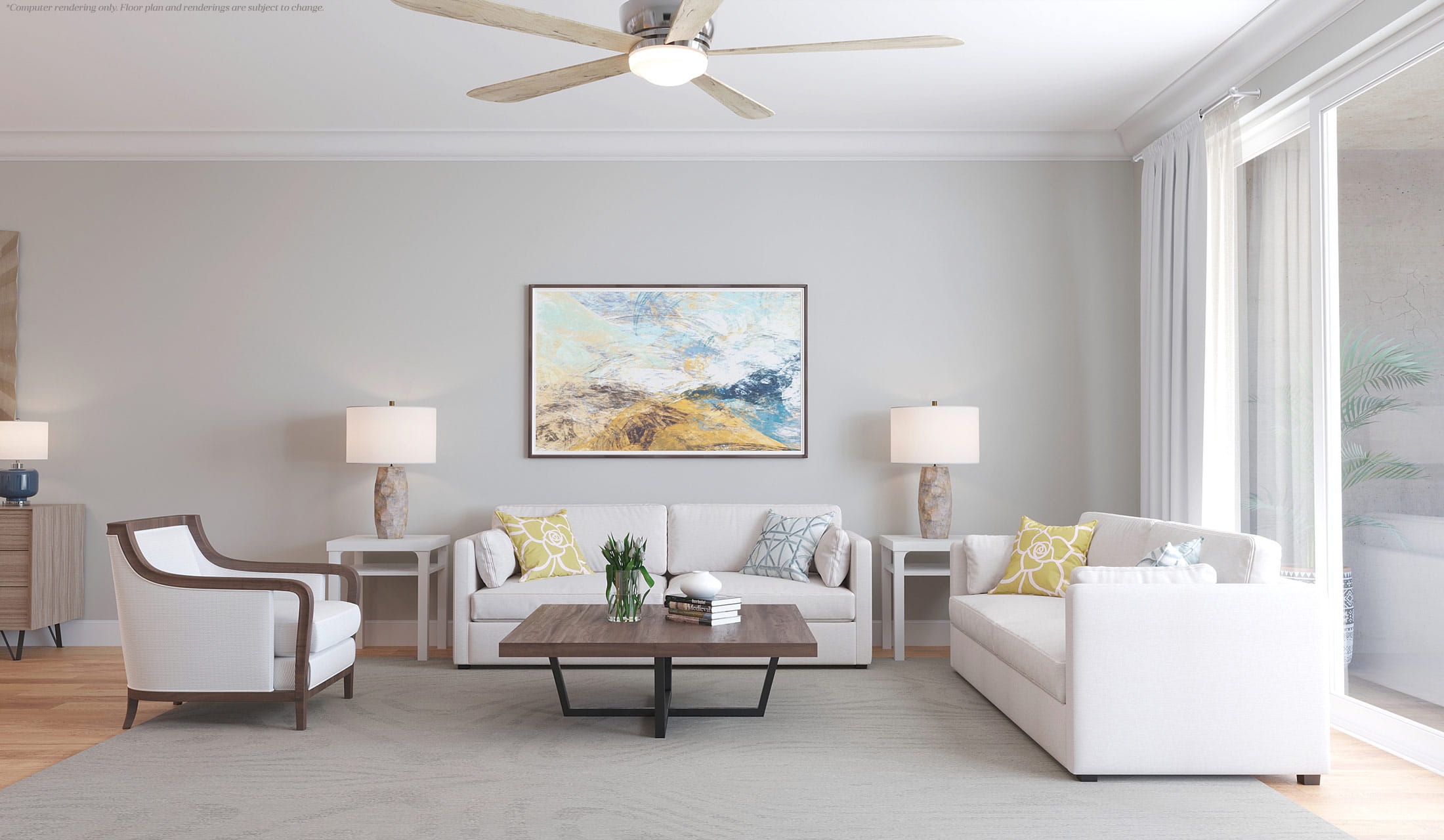 Living room in the Mangrove floor plan.