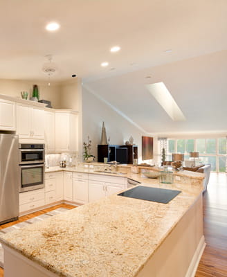 Open concept kitchen in one of the Bentley Village coach homes.