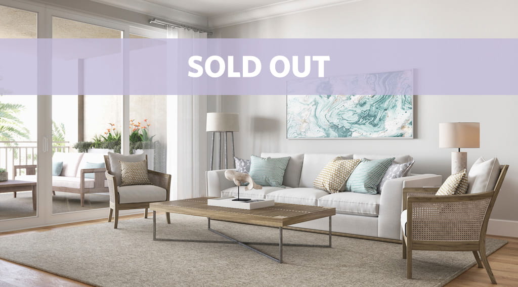 Juniper living room with "Sold out" text overlaid.