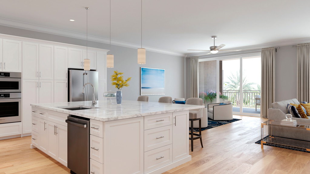 Open concept space in Satin Leaf floor plan.